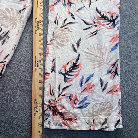 Linen‎ Floral Pants Womens Size L Multicolor Pockets Wide Leg,Elastic Waist - Picture 6 of 9
